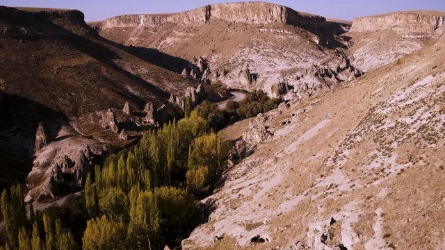 Rock-Cut Churches in The Beginning of Time on Soganli Valley from SKY. Kayseri, Turkiye