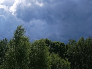 storm clouds in rural areas, Russia.