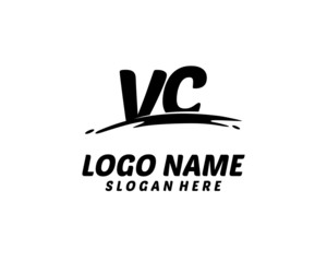 VC Initial with splash logo vector