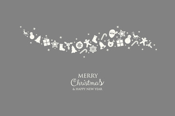 Obraz na płótnie Canvas Christmas decoration. Xmas greeting card with icons. Vector