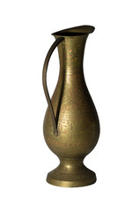 Isolated, jug, antique, bronze, golden, old, beautiful, pattern. 2