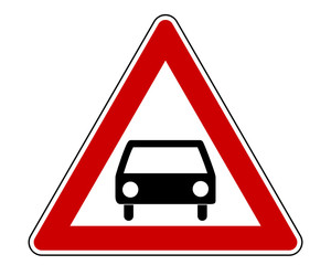 Warnschild mit PKW