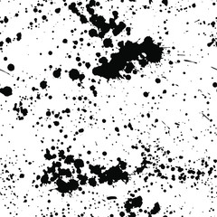 Ink splash seamless pattern. Black and white spray texture 
