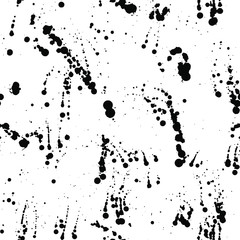 Ink splash seamless pattern. Black and white spray texture 