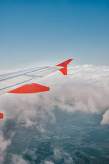 Fototapeta premium Wing of the airplane