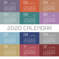 2020年　シンプルモダンなカレンダー