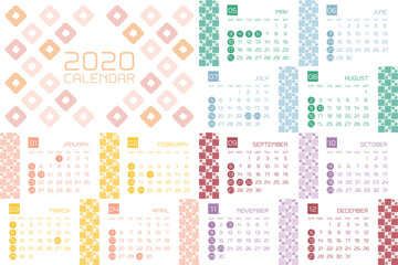 2020年　和モダンなカレンダー