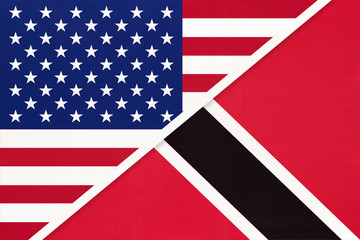 Fototapeta premium USA vs Republic of Trinidad and Tobago national flag. Relationship between two countries.