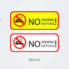 No Smoking No vaping sign on yellow and white background. Vector illustration