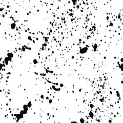 Ink splash seamless pattern. Black and white spray texture 