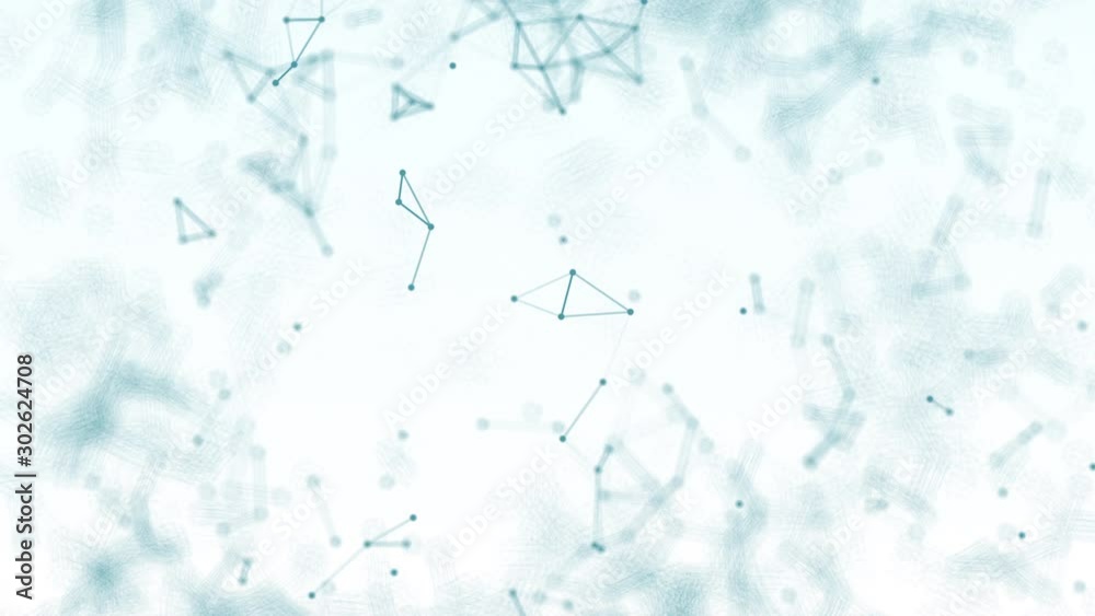 Wall mural 3d abstract blue blurred geometry wireframe network and connecting dot in space on white background.