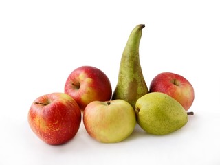 apples and pears as tasty autumn fruits from orchard