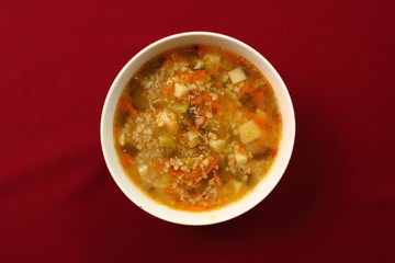 Soup from pickled cucumbers. Rassolnik. Zupa ogorkowa.