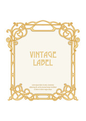 Label, decorative frame, border. Good for product label. with place for text Colored vector illustration. In art nouveau style, vintage, old, retro style. Isolated on white background..