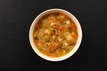 Soup from pickled cucumbers. Rassolnik. Zupa ogorkowa.
