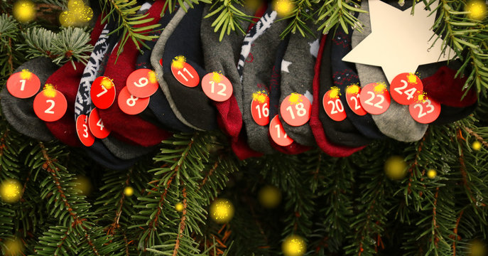 selbstgemachter adventskalender aus socken