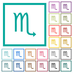 Fototapeta premium Scorpio zodiac symbol flat color icons with quadrant frames