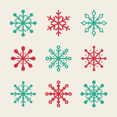 Set of hand drawn snowflake icons. Vector
