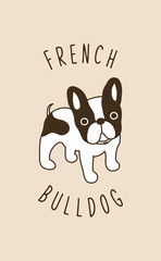 Hand Drawn French Bulldog Vector Illustration - 302627303