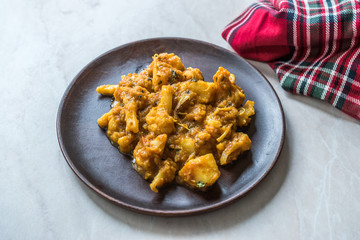 Indian Food Spicy Masaledar Aloo Gobi and Beans Tawa Sabzi Recipe.