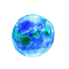 Watercolor illustration planet Earth globe on white background
