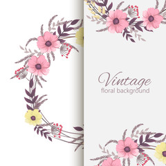 Floral frame - pink and yellow border with flowers