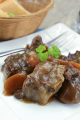 beef bourguignon on a plate