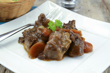 beef bourguignon on a plate