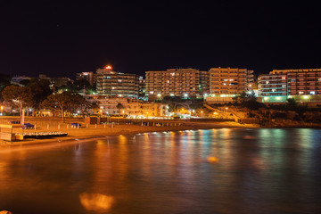 Obraz premium nochnoy gorod vozle morya night city near the sea