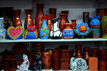 pottery in the market.