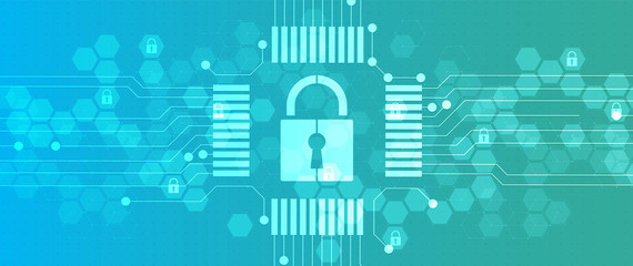 Cybersecurity and information or network protection. Future technology web services for business and internet project