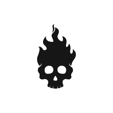 firing skull logo with cap vector icon template illustration