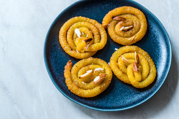 Jalebi or Jilbi or imarati, indian sweet food fried in pure ghee Gujarat Crispy Fafda.