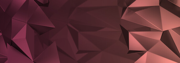 Fototapeta premium 3d ILLUSTRATION, of abstract crystal background, triangular texture, wide panoramic with empty space for text or logo, for wallpaper