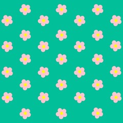 Pink sweet asian flower on pastel green background