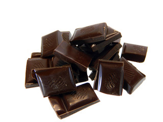 black chocolate isolated on white background