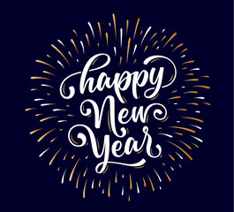 Happy New Year. Lettering text for Happy New Year