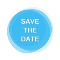 Weißer Text auf hellblauem Button: Termin merken / Save the Date