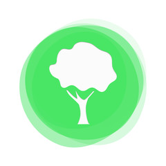 Weißes Symbol auf hellgrünem Button: Baum Natur oder Wald