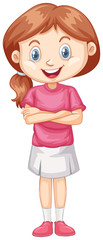 Fototapeta premium One happy girl in pink shirt