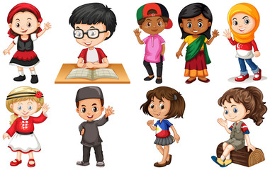 Set of children from different countries