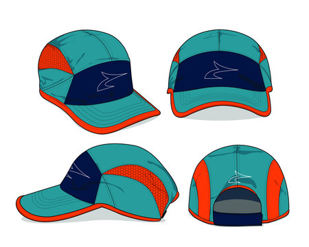 Sports running cap template design vector	