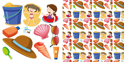 Seamless background design with summer theme