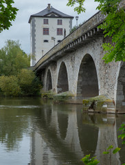 Fototapeta na wymiar Limburg an der Lahn. germany. River Lahn. Old bridge
