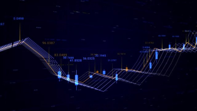 Business data of the currency rate chart and economics decrease and growth. Animation. Infographics with world statistics, global data showing analytical information.