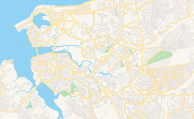 Fototapeta na wymiar Printable street map of Sao Luis, Brazil