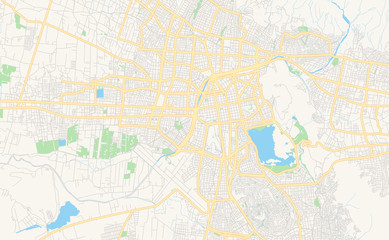 Fototapeta na wymiar Printable street map of Cochabamba, Bolivia