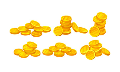 Set Of Golden Coins In Different Shape Vector Illustration