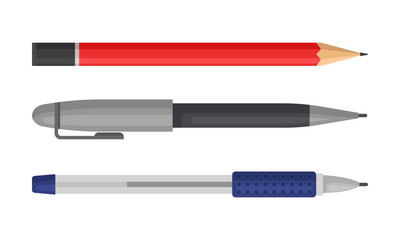 Set Of Classic And Modern Pens And Pencils Vector Illustration