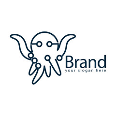 Circuit squid logo, flat design. Vector Illustration on white background